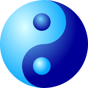 yin-yang bleu représentant le monde de l'eau