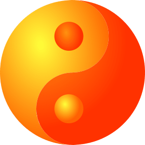 yin-yang orange représentant le monde du feu
