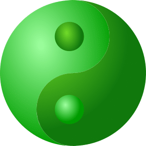 yin-yang vert représentant le monde de la terre